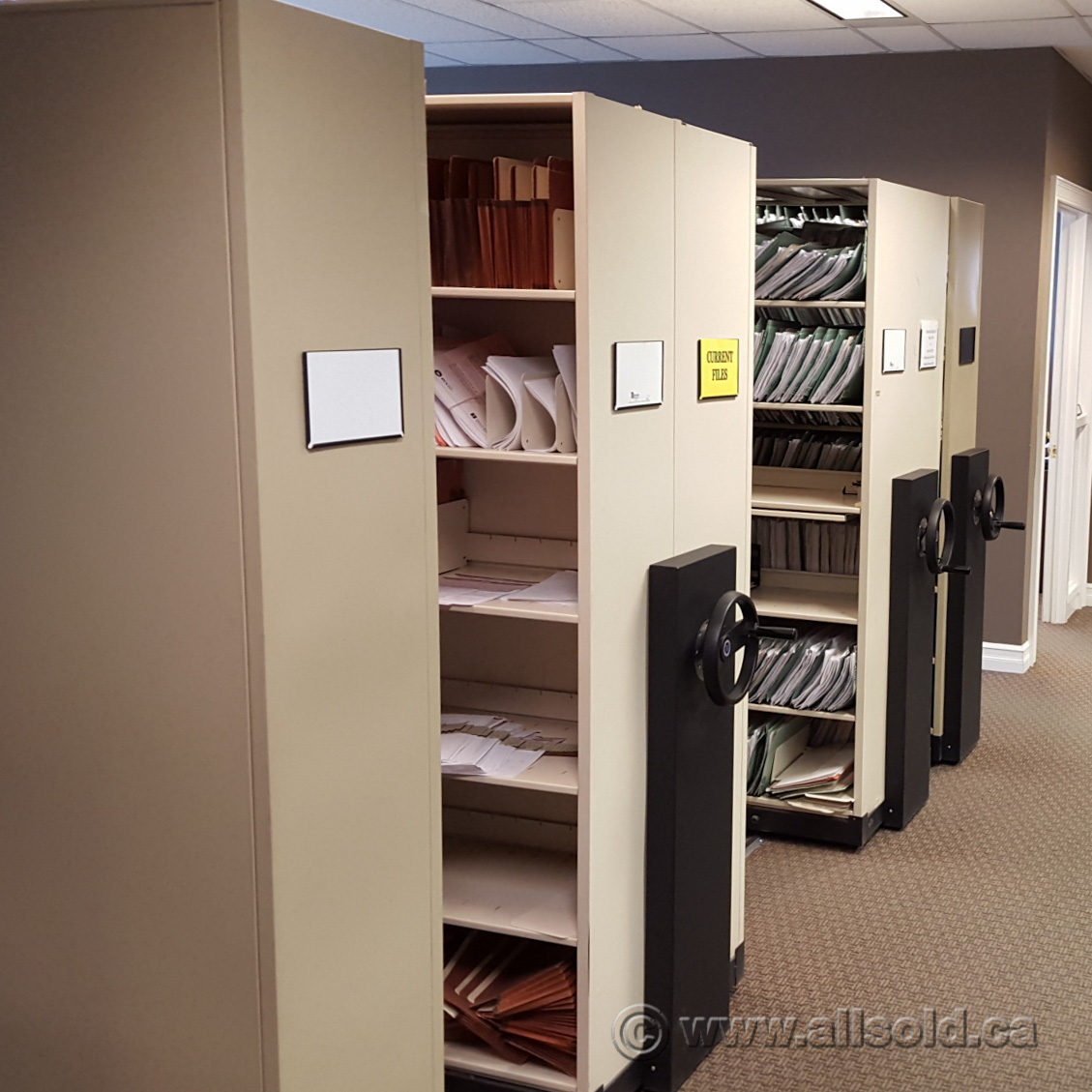 Wilcor Beige Rolling File System, High Density Mobile Storage Allsold